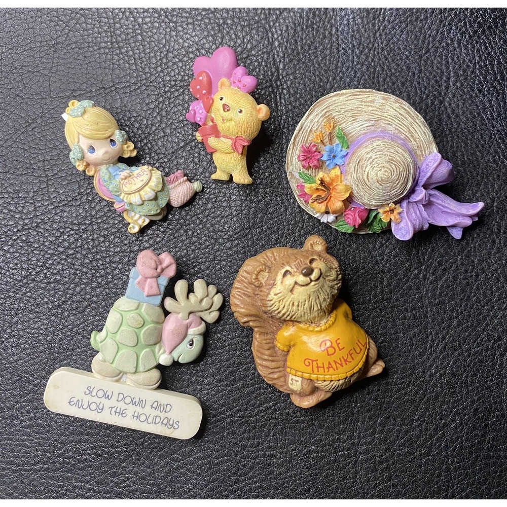 Lot 5 VNTG Rasen Slow Down & Enjoy The Holidays, Mom,Love,Thankful,Brooch 1980's